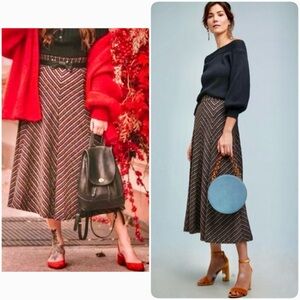 Striped Multicolor Midi Skirt